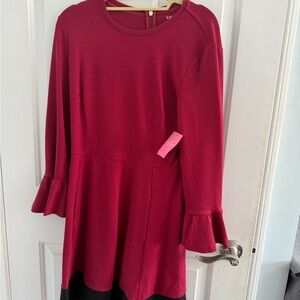 Kate Spade Red and Black Dress with ruffle sleeves